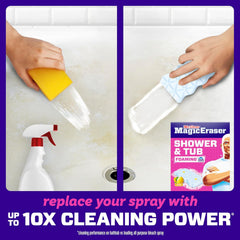 Mr. Clean Magic Eraser Sponge, Bathroom, Shower, Tub Cleaner, Soap Scum Remover, Bathroom Cleaning Supplies, Dawn Cleaning Power with Lemon Scent, Shower & Tub, 8ct