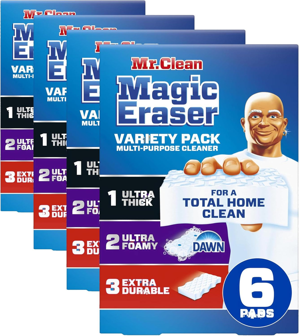 Mr. Clean Magic Eraser | All Purpose Cleaner | Variety Pack | 6ct, Pack of 4